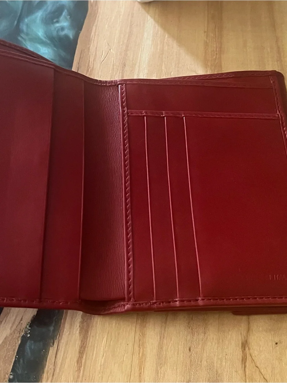 Fendi FF Logo Red Leather compact Wallet with Gold Logo Buckle